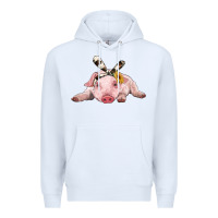 White baby pig with cowhide ribbon Premium Hoodie - RanaPortraitStore