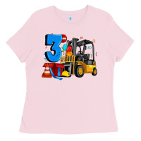 Bubblegum Pink forklift birthday three Ladies Tee - Artiststas