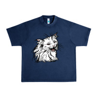 Navy Drawing Cat Urban Heavy Tee - RacoonDesign