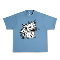 Pebble Blue Drawing Cat Urban Heavy Tee - RacoonDesign