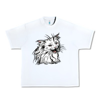 White Drawing Cat Urban Heavy Tee - RacoonDesign