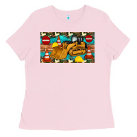 Bubblegum Pink bulldozer sippy Ladies Tee - Artiststas