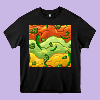 Mexican Sauce And Jalapeno Seamless Pattern Heavy Core Tee Designed By Bundleandbundleshop