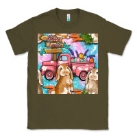 Army Green Easter Bunny With Truck Seamless Pattern Classic Tee - BundleAndBundleShop