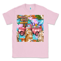 Bubblegum Pink Easter Bunny With Truck Seamless Pattern Classic Tee - BundleAndBundleShop