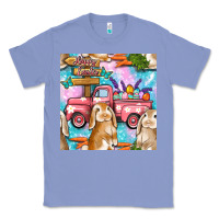 Colony Blue Easter Bunny With Truck Seamless Pattern Classic Tee - BundleAndBundleShop