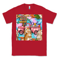 Red Easter Bunny With Truck Seamless Pattern Classic Tee - BundleAndBundleShop