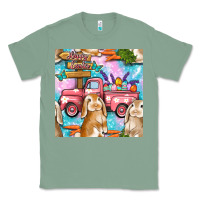 Sage Easter Bunny With Truck Seamless Pattern Classic Tee - BundleAndBundleShop