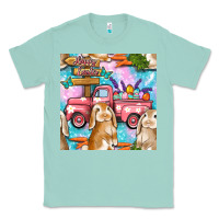 Seafoam Easter Bunny With Truck Seamless Pattern Classic Tee - BundleAndBundleShop