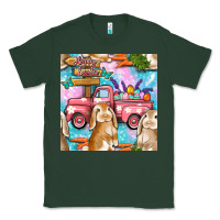 Sports Green Easter Bunny With Truck Seamless Pattern Classic Tee - BundleAndBundleShop