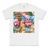 White Easter Bunny With Truck Seamless Pattern Classic Tee - BundleAndBundleShop