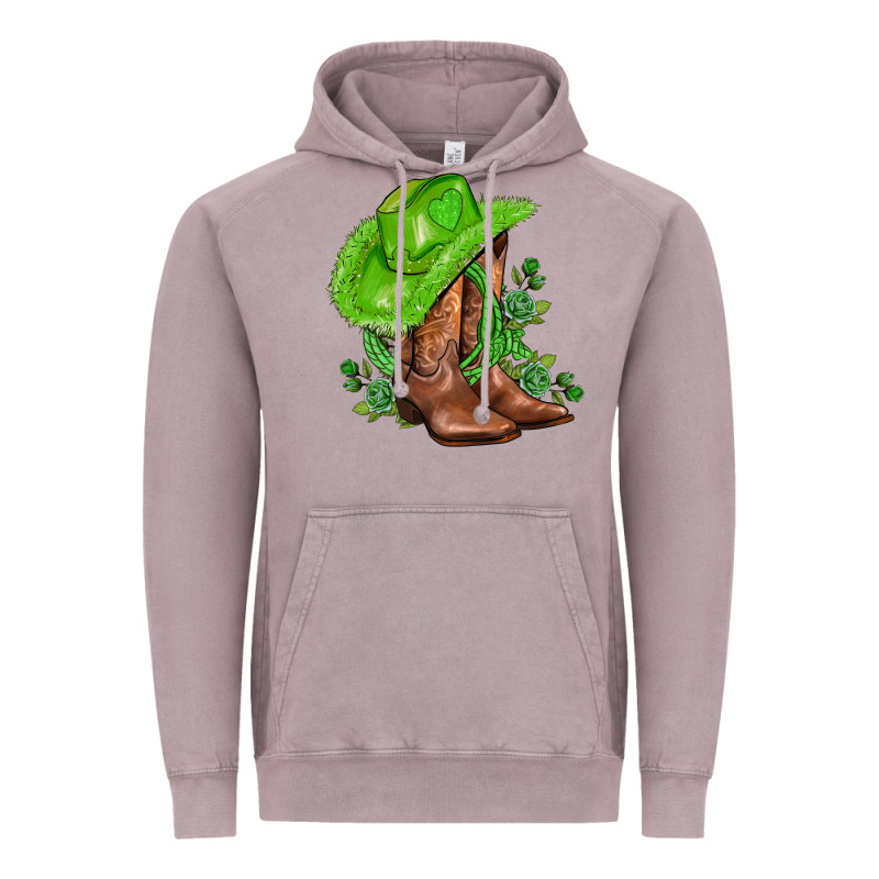 Green  Cowgirl And Roses Vintage Hoodie by AdoDesignShop | Teevron