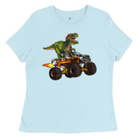 Baby Blue monster truck and t rex dinosaur Ladies Tee - Artiststas