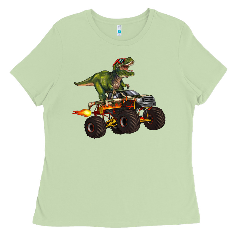 Monster Truck And T Rex Dinosaur Ladies Tee by Artiststas | Teevron