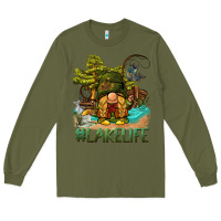 Army Green lake life gnome Long Sleeve Tee - BarkalooDesign