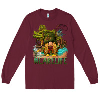 Burgundy lake life gnome Long Sleeve Tee - BarkalooDesign