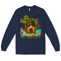 Navy lake life gnome Long Sleeve Tee - BarkalooDesign