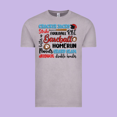 Baseball Typography Words Vintage Tee Designed By Artiststas