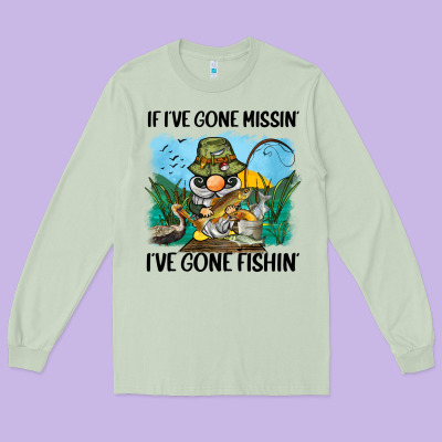 If I've Gone Missin' I've Gone Fishin' Long Sleeve Tee Designed By Barkaloodesign