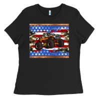 Black monster truck american flag tumbler Ladies Tee - Artiststas