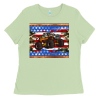 Monster Truck American Flag Tumbler Ladies Tee | Teevron