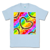 Dusty Blue Pride lgbtq leopard heart balloons pattern Classic Tee - BundleAndBundleShop