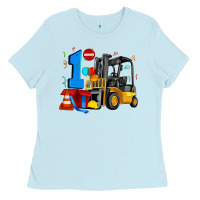 Baby Blue forklift birthday one Ladies Tee - Artiststas
