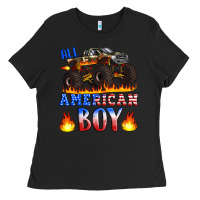 Black all american boy monster truck Ladies Tee - Artiststas