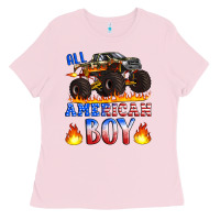 Bubblegum Pink all american boy monster truck Ladies Tee - Artiststas