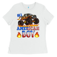 White all american boy monster truck Ladies Tee - Artiststas