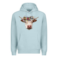 Blue Mist hereford cow with floral headband Premium Hoodie - RanaPortraitStore