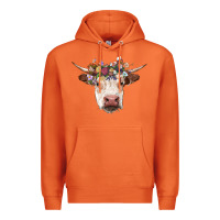 Carrot hereford cow with floral headband Premium Hoodie - RanaPortraitStore