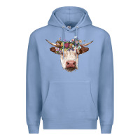 Colony Blue hereford cow with floral headband Premium Hoodie - RanaPortraitStore