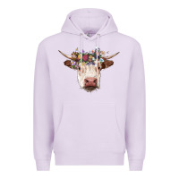 Lilac hereford cow with floral headband Premium Hoodie - RanaPortraitStore