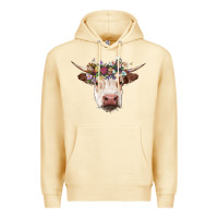 Pina Colada hereford cow with floral headband Premium Hoodie - RanaPortraitStore