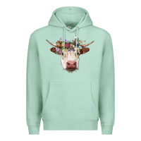 Seafoam hereford cow with floral headband Premium Hoodie - RanaPortraitStore