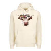Tofu hereford cow with floral headband Premium Hoodie - RanaPortraitStore