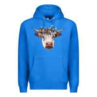 True Royal hereford cow with floral headband Premium Hoodie - RanaPortraitStore