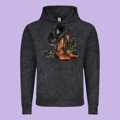 Black Cowgirl  And Roses Vintage Hoodie Designed By Adodesignshop
