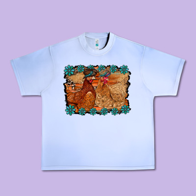 Chicken Western Urban Heavy Tee Designed By Racoondesign