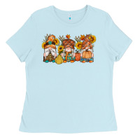 Baby Blue fall gnomes pumpkin sunflowers Ladies Tee - Artiststas