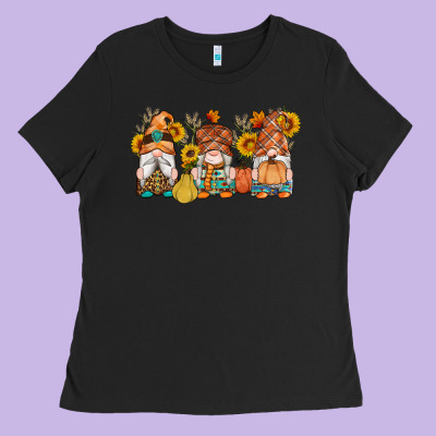 Fall Gnomes Pumpkin Sunflowers Ladies Tee Designed By Artiststas