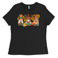 Black fall gnomes pumpkin sunflowers Ladies Tee - Artiststas