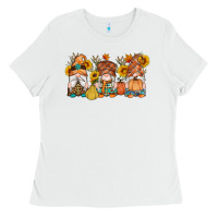 White fall gnomes pumpkin sunflowers Ladies Tee - Artiststas
