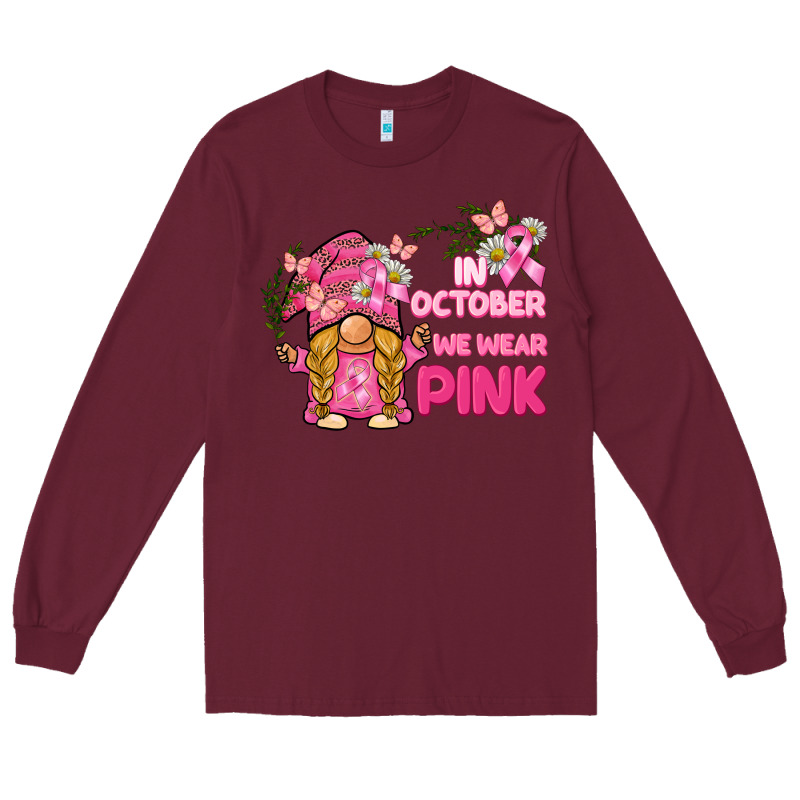 In October We Wear Pink Gnome Long Sleeve Tee by BarkalooDesign | Teevron