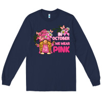 Navy in october we wear pink gnome Long Sleeve Tee - BarkalooDesign