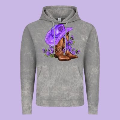 Purple Cowgirl  And Roses Vintage Hoodie Designed By Adodesignshop