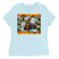 Baby Blue monster truck dinosaur t rex tumbler Ladies Tee - Artiststas