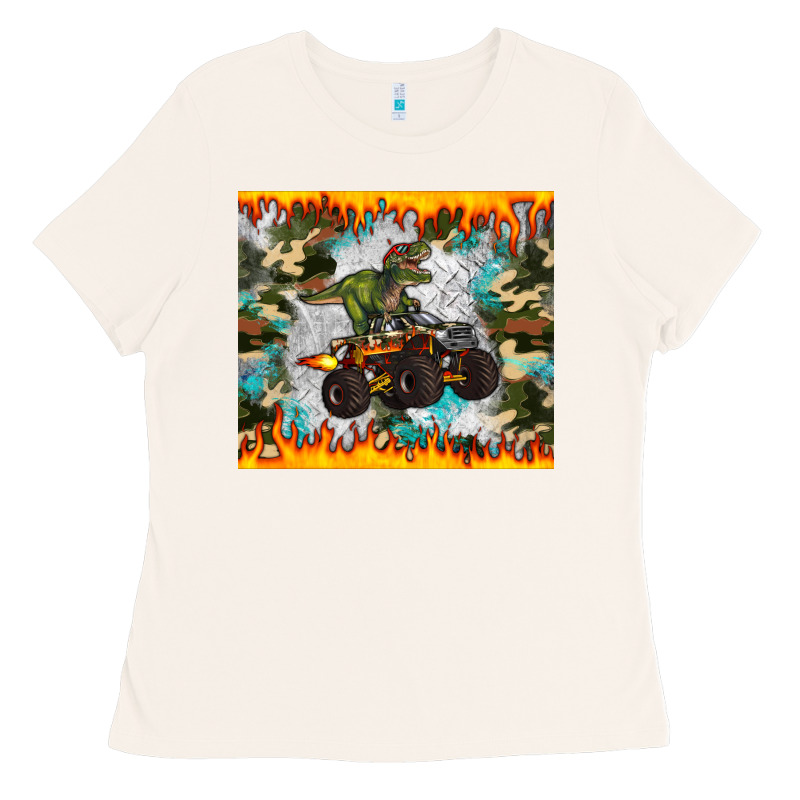 Monster Truck Dinosaur T Rex Tumbler Ladies Tee by Artiststas | Teevron