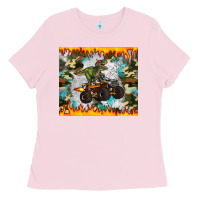 Bubblegum Pink monster truck dinosaur t rex tumbler Ladies Tee - Artiststas